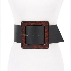 Plus Size Black Vegan Leather Statement Belt